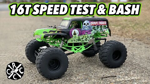 Axial SMT10 16t Pinion Speed Test and Bash On 2S LiPo Battery With Duratrax Munition Wheels