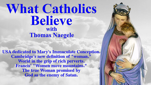 USA dedicated to Mary's Immaculate Conception. Cambridge's new definition of "woman." World in the grip of rich perverts. Francis' "Women move mountains." The true Woman promised by God as the enemy of Satan