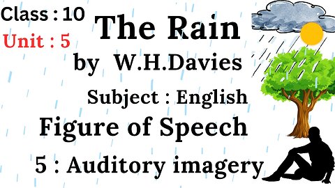 The Rain poem by William Henry Davies || poem analysis || Fugure of speech || Auditory imagery