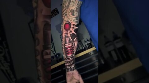 Amazing Biomech Arm Color Tattoo #shorts #tattoos #inked #youtubeshorts