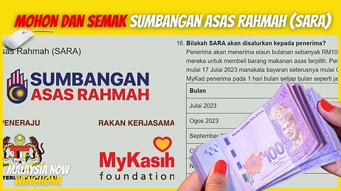 Cara Mohon dan Semak Sumbangan Asas Rahmah (SARA) 2023 - Elaun Bulanan RM100 Selama 6 Bulan