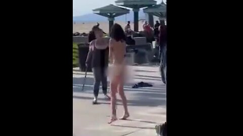 Venice Beach In A Nutshell As A Naked Woman Battles Another Lady With A Club
