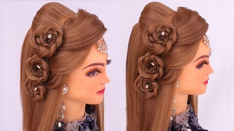 Navratri hairstyle l open hairstyles l wedding hairstyles l sehar Hayat mehndi hairstyles