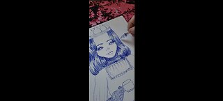 ASMR | INKING AND DRAWING A SEMI REALISTIC GIRL WITH A GLASS DIP PEN