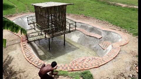 How to Build Swimming Pool ?? Bamboo House In forest//