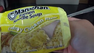 New video boiled creamy chicken flavor top ramen drained