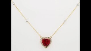 Gorgeous Chatham Ruby and Diamond Heart Necklace