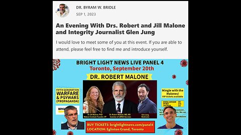 Dr. Byram Bridle Joining the Malones on Sept. 20th in Toronto!