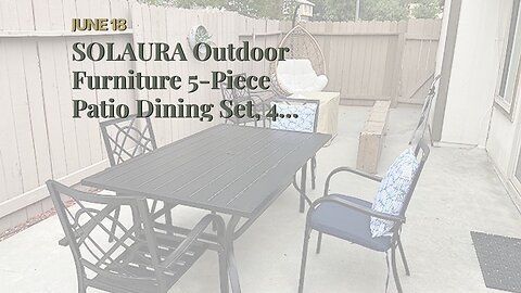 SOLAURA Outdoor Furniture 5-Piece Patio Dining Set, 4 Person Garden Dining with Slat Top Bistro...