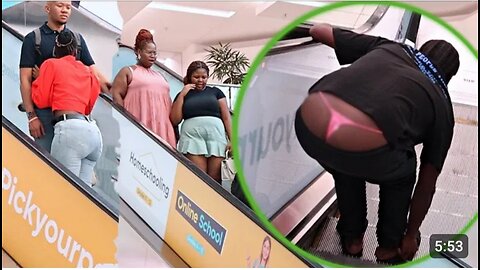 MAN THONG PRANK ON THE ESCALATOR