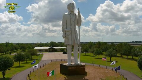 76ft Tall Stephen F Austin Statue @ Historical Park in Brazoria County Texas - A Drone View Series