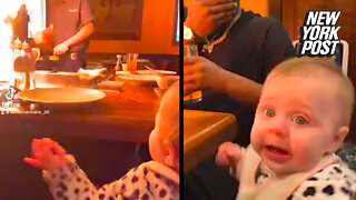 Hibachi fire blows baby's mind in viral TikTok