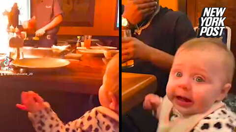 Hibachi fire blows baby's mind in viral TikTok