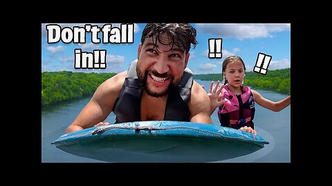 FIRST to fall into the river loses!! DAD VS DAUGHTER!!