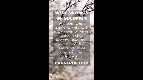 Proverbs 17:2 | NRSV Bible | Wise Sayings of Solomon