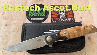 Bestech Ascot Burl Wood Scales/includes disassembly/ good looks and great all around user