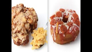 PIZZA DOUGHNUT! You can pick up doughnuts stuffed with mac n cheese or topped with pizza at Chin Up Donuts in Arizona - Appetite AZ