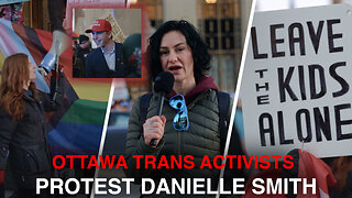Antifa and Fae Johnstone protest Danielle Smith's speech in Ottawa