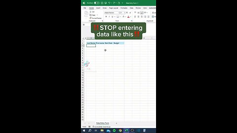 How to create data entry form in excel