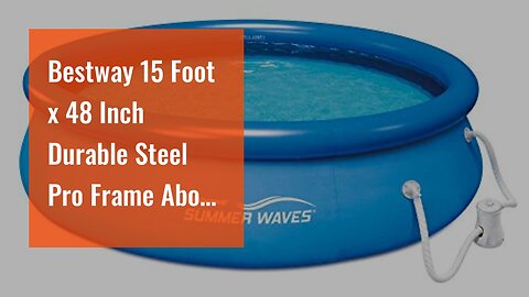 Bestway 15 Foot x 48 Inch Durable Steel Pro Frame Above Ground Pool with Repair Patch Kit and F...