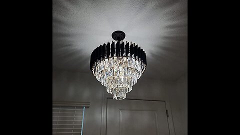 Modern Crystal Chandeliers 3 Tiers Black and Gold Pendant Light Fixtures 16” Round Flush Mount...