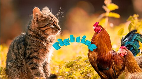 Clever rooster and cunning cat.