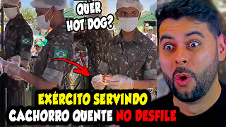 EXÉRCITO SERVINDO CACHORRO QUENTE NO DESFILE