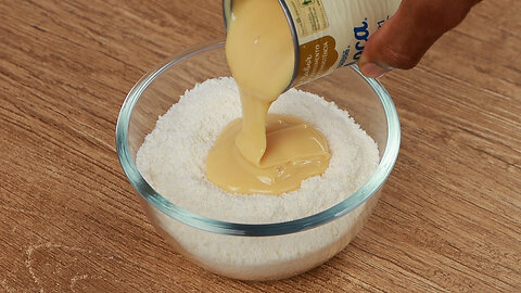 Add condensed milk to grated coconut and be very surprised!