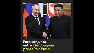 Kim Jon-un y Vladímir Putin se toman una foto conjunta en su visita oficial