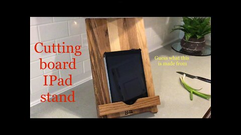 Cutting board /Cookbook/iPad/tablet stand Made from old oak flooring (DIY)