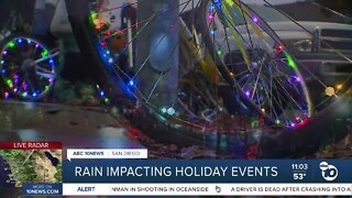 Rain falls across San Diego impacting holiday events