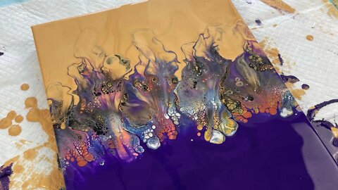 Gorgeous Gold & Purple Split Base Dutch Pour; Acrylic Pouring Fluid Art