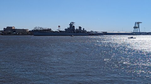 Battleship New Jersey BB-62 being turned around