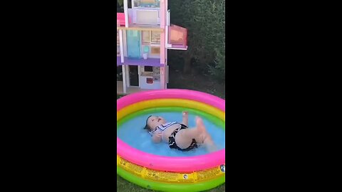 baby girl enjoying in swimming tub 😂