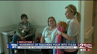 Hundreds of teachers pour into Tulsa