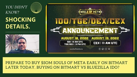 Prepare To Buy $SOM Souls Of Meta Early On Bitmart Later Today. Buying On Bitmart Vs Bluezilla IDO?