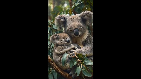 Sweet dreams for a mother koala bear and her little koala cub 🐨💤