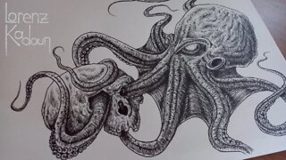 Pen & Ink Horror Drawing | The Octopus |