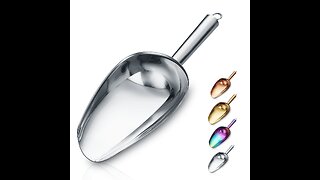 Ice Scoops with Holes, E-far 6 Ounce Stainless Steel Scoops with Drain Holes to Reduce Unwanted...