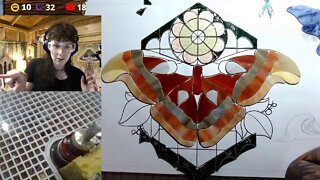 Grinding a stained glass moth - let's hope my computer doesn't crash