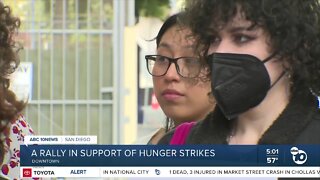 Rally held outside detention center downtown in support of detainees on hunger strike