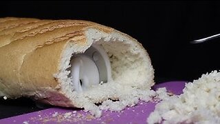 ASMR 3Dio Found in Some Bread! Tapping, Cutting, Tearing, Picking Bread, Latex Gloves (No Talking)