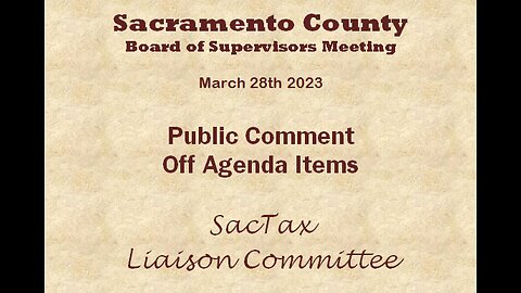 Sacramento County BOS March 28th 2023
