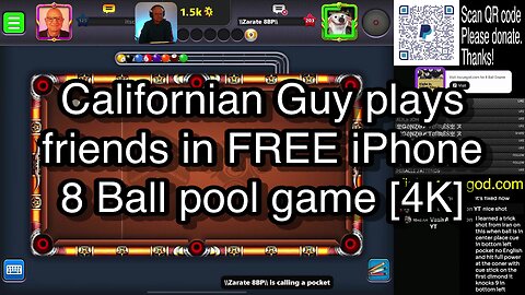 Californian Guy plays friends in FREE iPhone 8 Ball pool game [4K] 🎱🎱🎱 8 Ball Pool 🎱🎱🎱