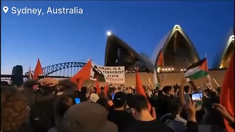 A pro-Palestine demonstration at the Sydney Opera House, marked by chants of ‘Gas the Jews’