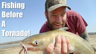 Catfishing From The Bank Before A Tornado! || Catch and Cook!