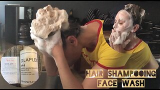 ASMR Luxurious Hair Shampooing with Olaplex Shampoo and Face Wash with Avene Soap!