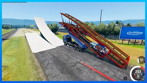 Truck pull a car, Dump Truck Jumping Top Speed - BeamNG Drive #301