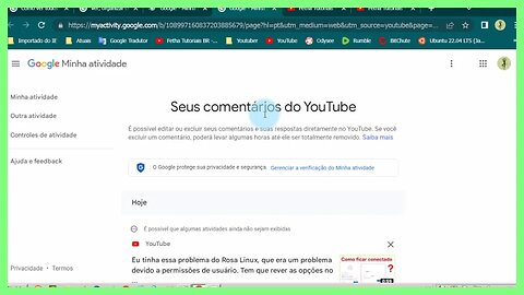 Como acessar o Histórico de Comentários do Youtube