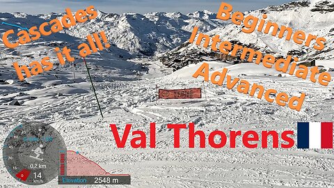 [4K] Skiing Val Thorens Les3Vallées, Cascades= Beginners Intermediate Advanced, France, GoPro HERO11